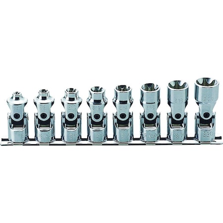 Ko-Ken Universal Socket set TORX E6-E20 200mm 8 pieces 3/8 Sq. Drive RS3440T/8